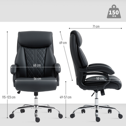 HOMCOM PU Leather Office Chair with Spring Padding, Swivel Wheels