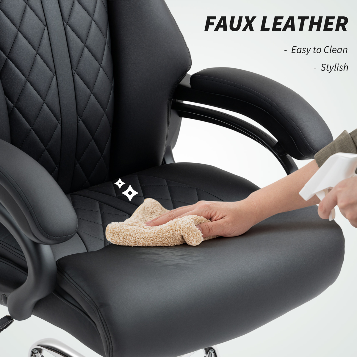 HOMCOM PU Leather Office Chair with Spring Padding, Swivel Wheels