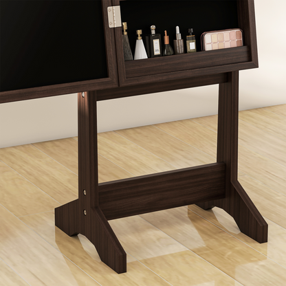 HOMCOM Freestanding LED Mirrored Jewelry Cabinet Dark Brown