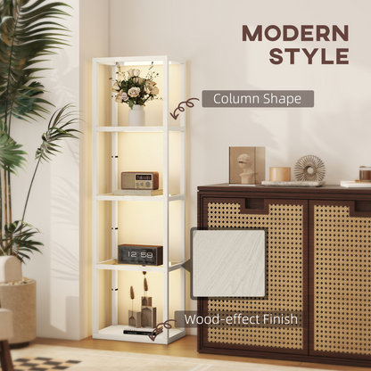 HOMCOM LED Floor Lamp with Glass Shelves, Dimmable Room Lamp