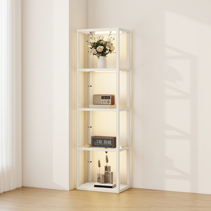 HOMCOM LED Floor Lamp with Glass Shelves, Dimmable Room Lamp