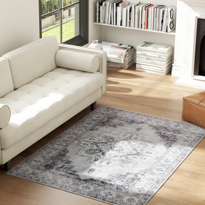 HOMCOM Flannel Non-Slip Washable Rug for Living Room