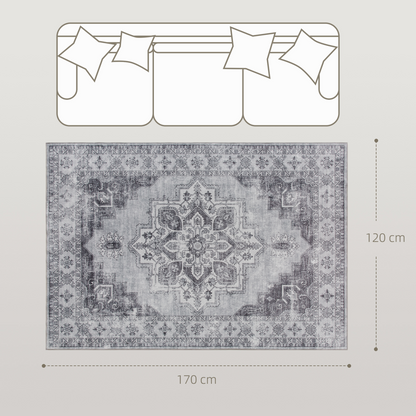 HOMCOM Flannel Non-Slip Washable Rug for Living Room