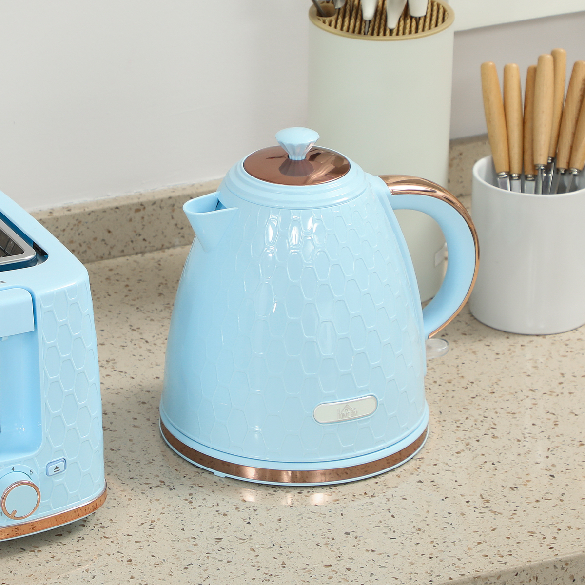 HOMCOM Kettle and Toaster Set 1.7L Kettle & 2 Slice Toaster Set