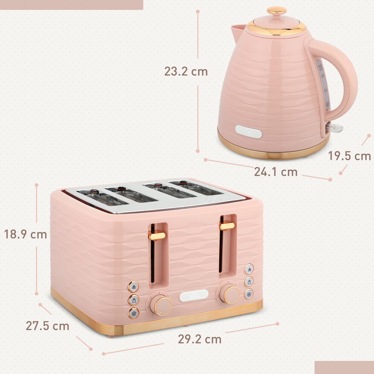 HOMCOM Kettle and Toaster Set 1.7L Kettle & 4 Slice Toaster