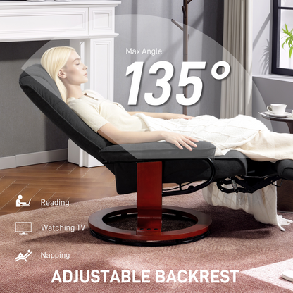 HOMCOM Manual Recliner Swivel Reclining Chair with Footrest Armrests
