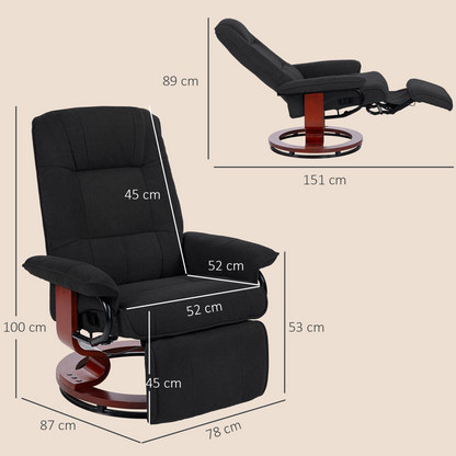 HOMCOM Manual Recliner Swivel Reclining Chair with Footrest Armrests