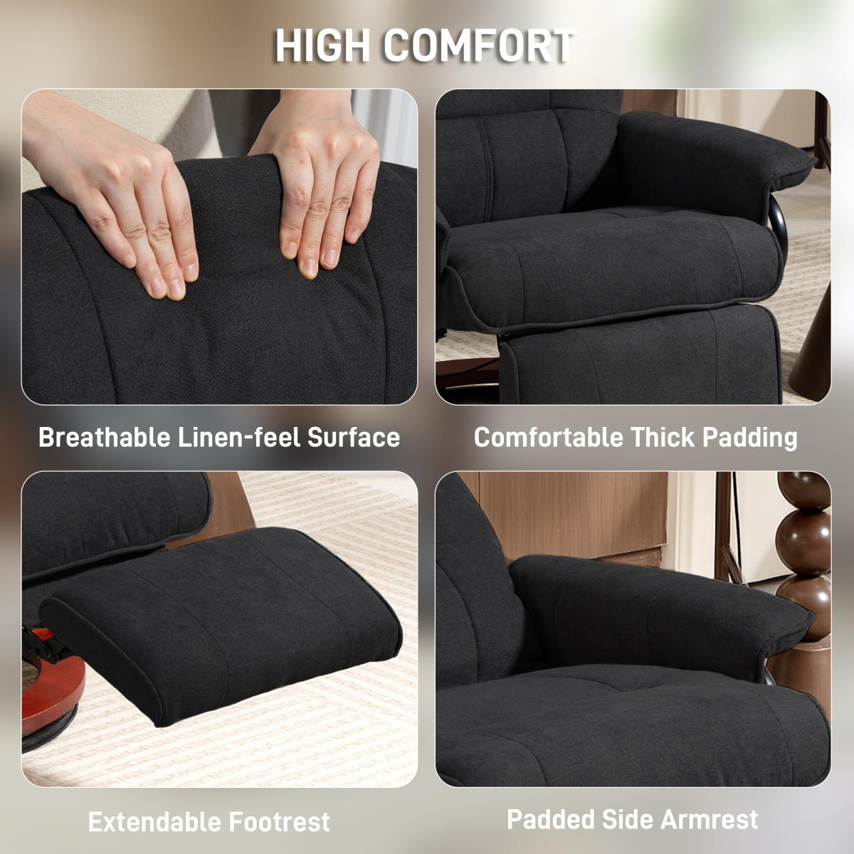 HOMCOM Manual Recliner Swivel Reclining Chair with Footrest Armrests
