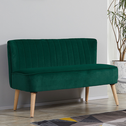HOMCOM Velvet-Feel Double Sofa w/ Wood Frame Foam Padding High Back