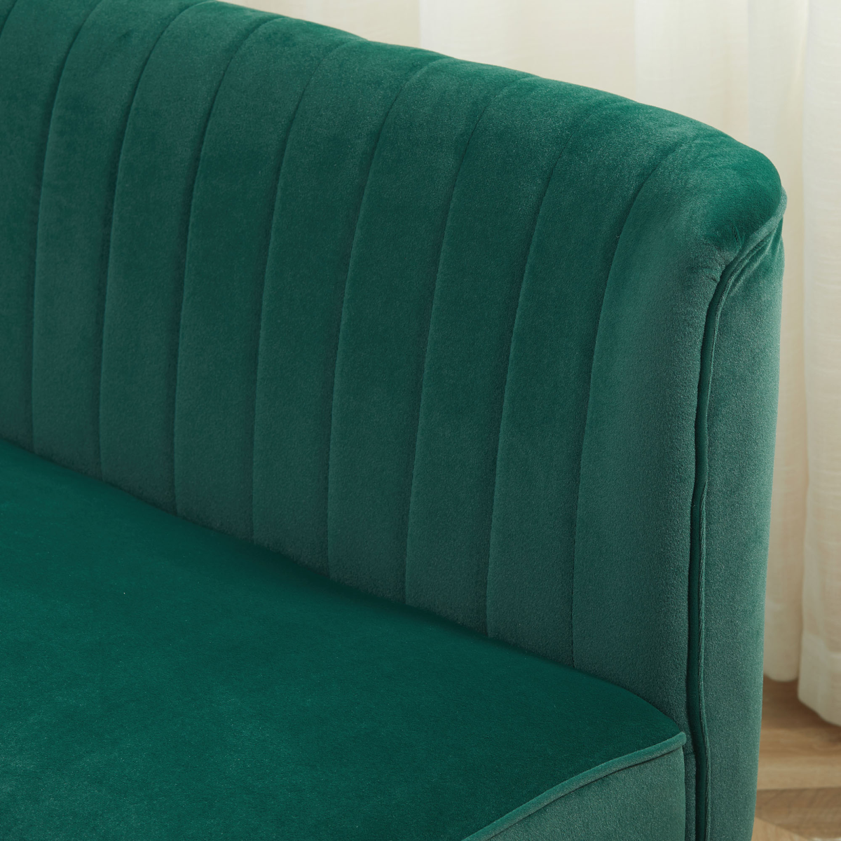 HOMCOM Velvet-Feel Double Sofa w/ Wood Frame Foam Padding High Back