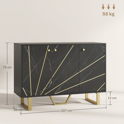 HOMCOM Sideboard Storage Cupboard with Metal Legs for Living Room