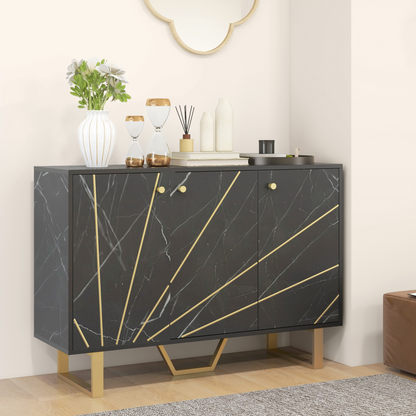 HOMCOM Sideboard Storage Cupboard with Metal Legs for Living Room