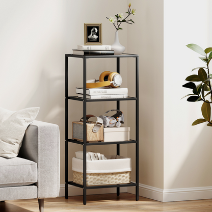 HOMCOM Shelving Unit Modern Glass Shelf Bookshelf for Home