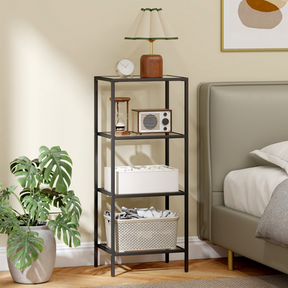 HOMCOM Shelving Unit Modern Glass Shelf Bookshelf for Home