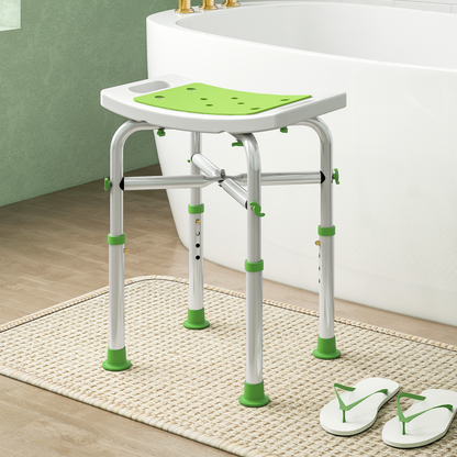 HOMCOM Adjustable Shower Stool with Foot Pads for Elderly Disabled