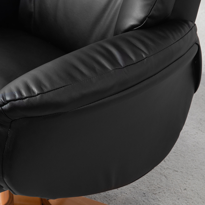 HOMCOM Recliner Armchair with Wood Base, Upholstered Reclining Chair
