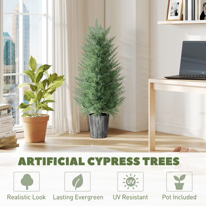 HOMCOM Artificial Cypress Trees with PE Leaves for Indoor Outdoor