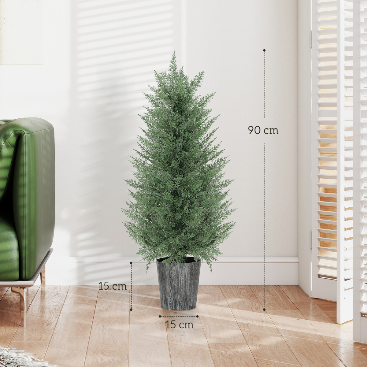 HOMCOM Artificial Cypress Trees with PE Leaves for Indoor Outdoor