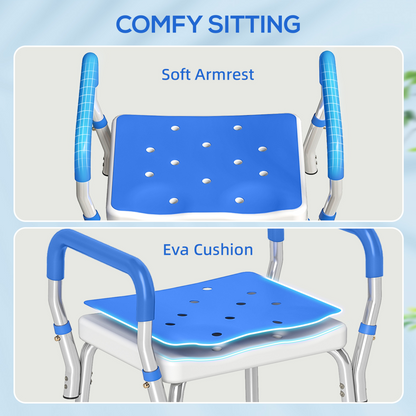 HOMCOM Rust-Free Aluminium Bath Chair with Adjustable Height