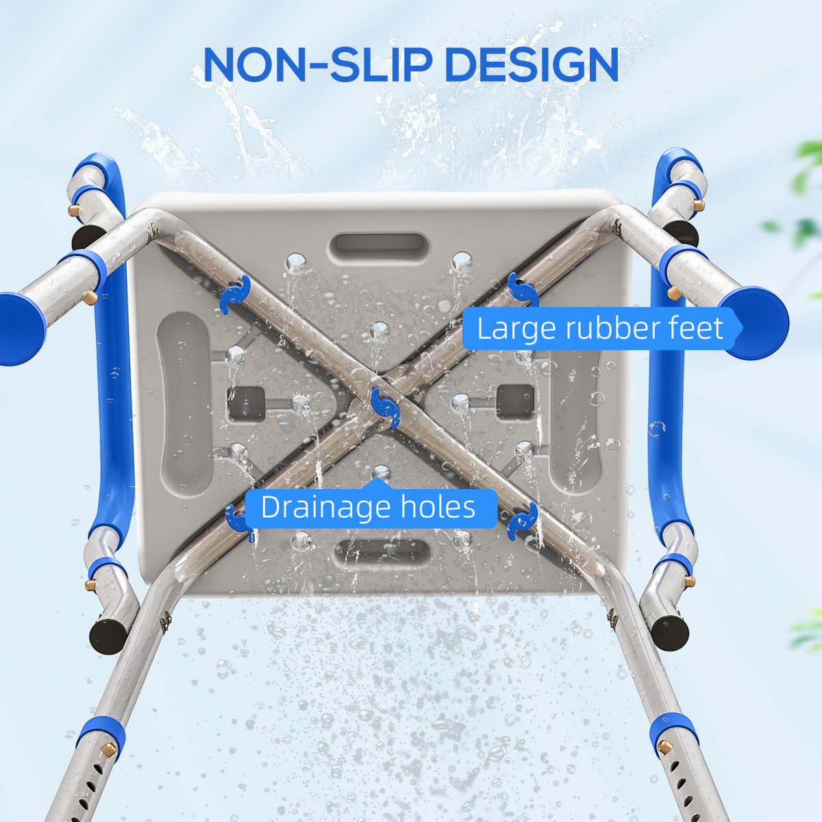 HOMCOM Rust-Free Aluminium Bath Chair with Adjustable Height