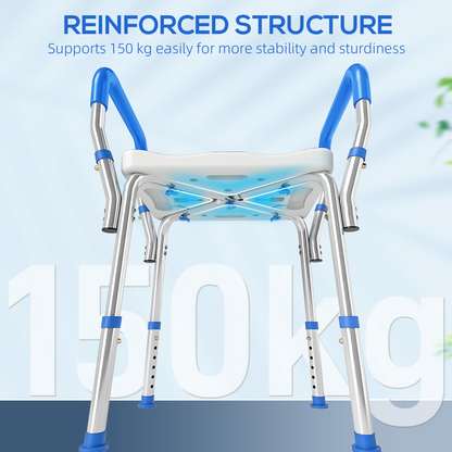 HOMCOM Rust-Free Aluminium Bath Chair with Adjustable Height
