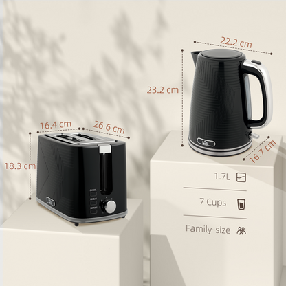 HOMCOM Rapid Boil Kettle and Toaster Set Crumb Tray