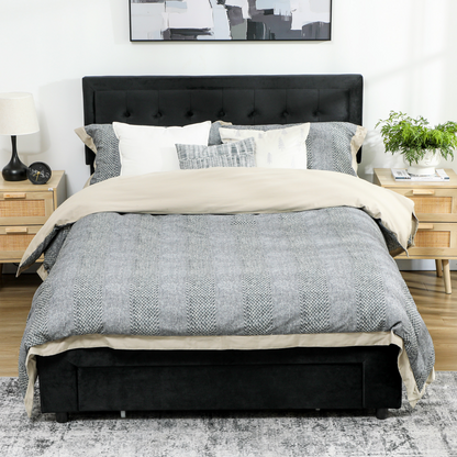 HOMCOM King Size Bed Frame with Storage and Adjustable Headboard