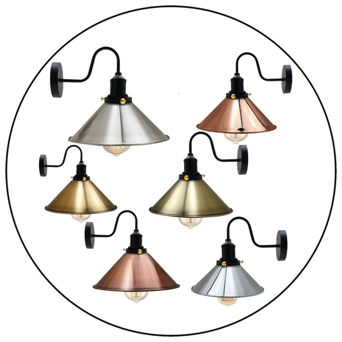 Vintage Industrial Metal Cone Shade Lighting Indoor Wall Sconce Light Fittings~3389