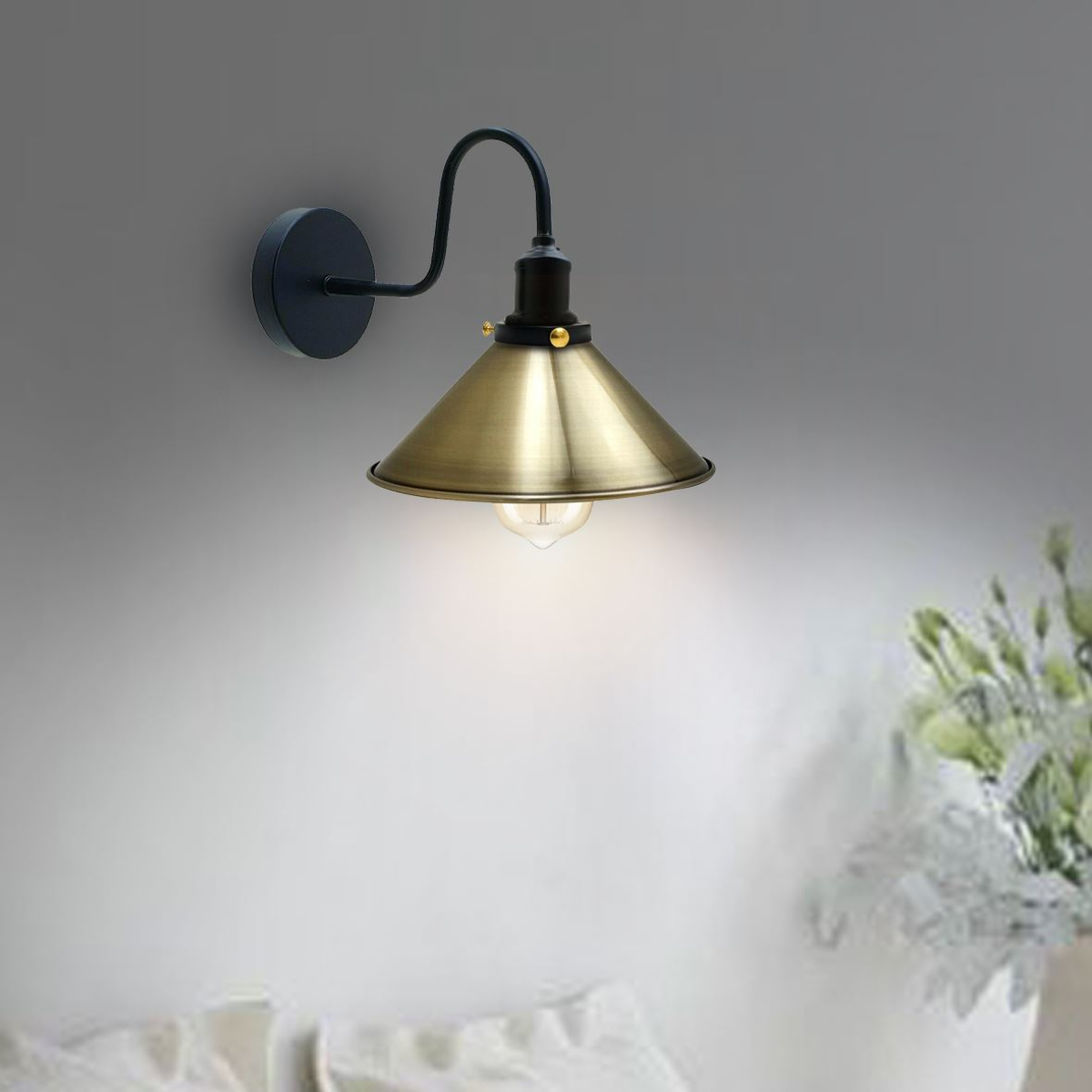 Vintage Industrial Metal Cone Shade Lighting Indoor Wall Sconce Light Fittings~3389