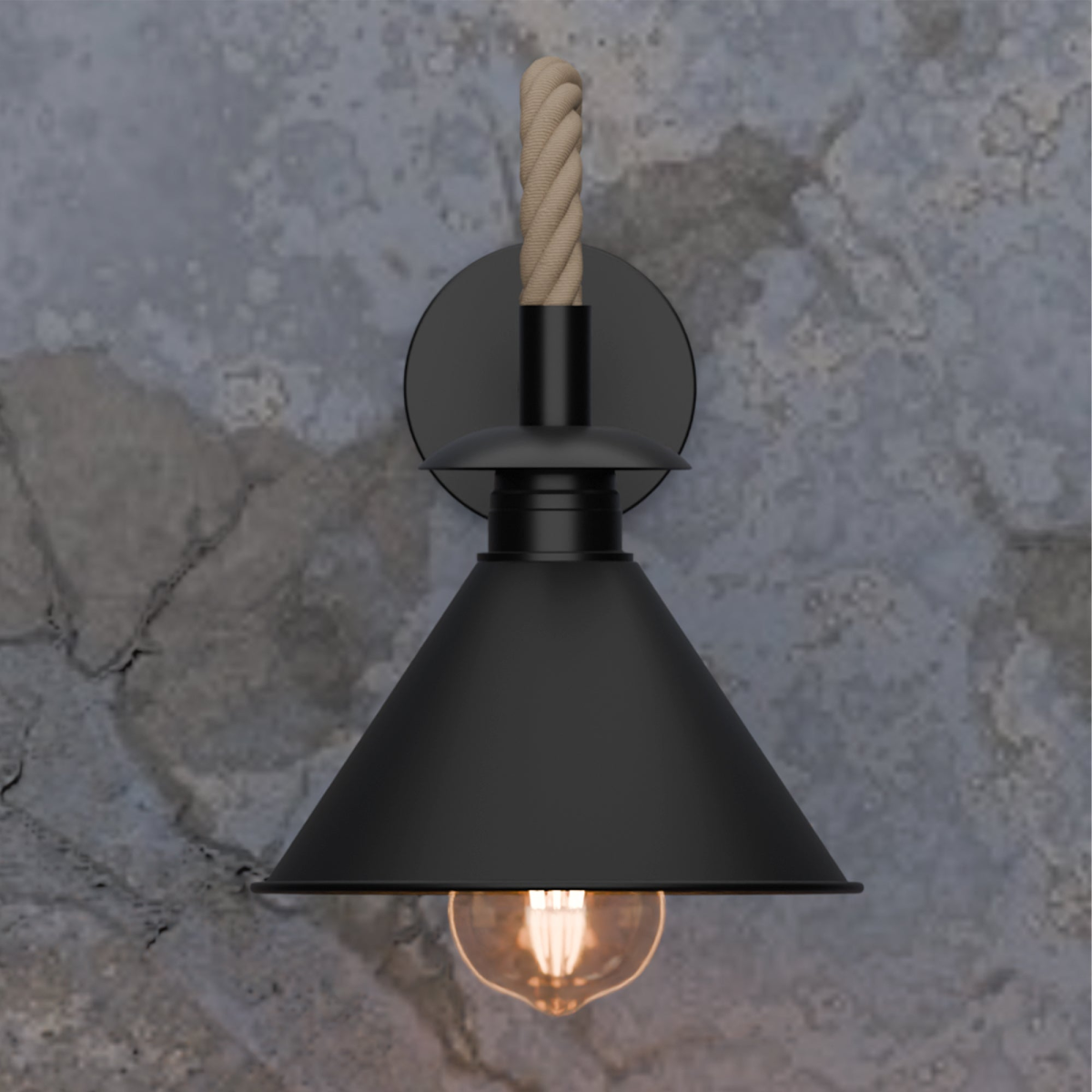 Vintage Industrial Hemp Rope Wall Sconce E27 Indoor Lamp ~6497