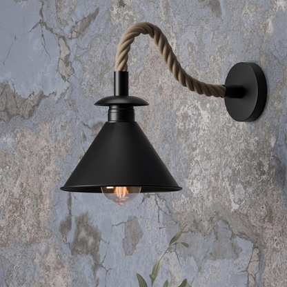 Vintage Industrial Hemp Rope Wall Sconce E27 Indoor Lamp ~6497