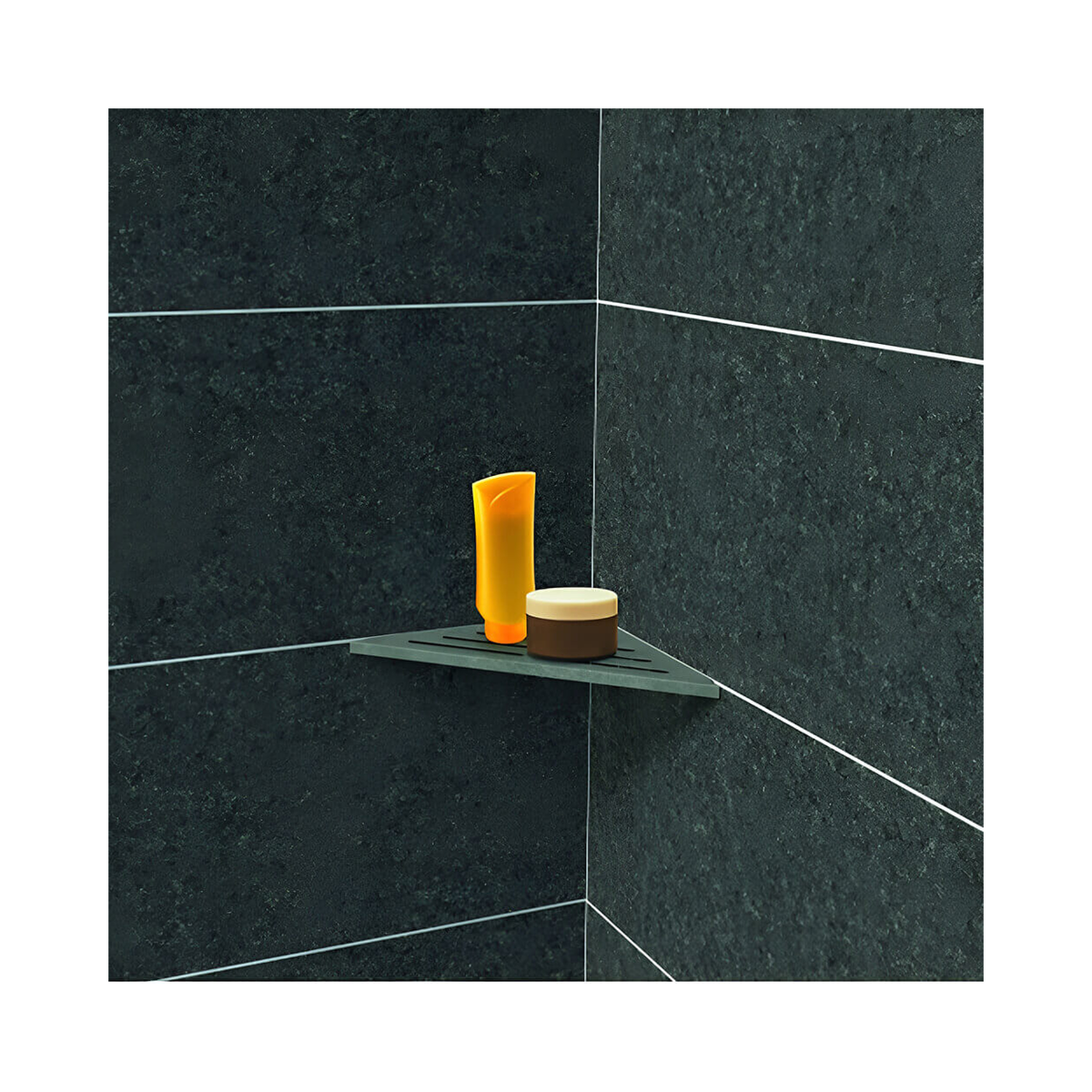 Aluminium Shower Shelf Corner 90° | No-Drill Tile-In Bathroom Storage | 1.5mm Thick with Drain Holes