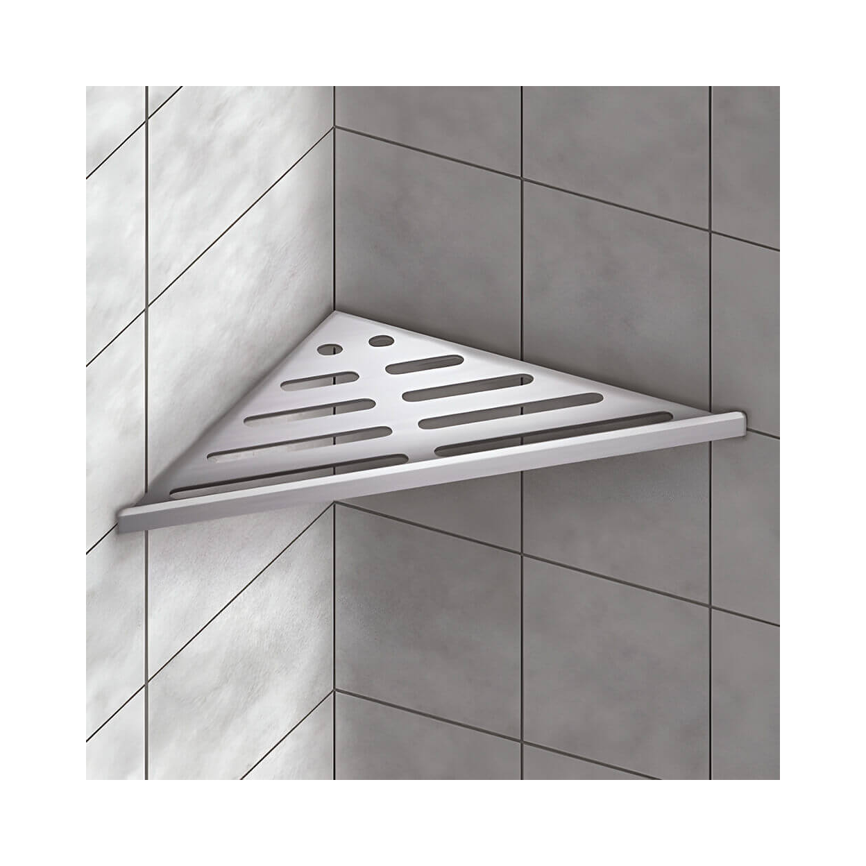 Aluminium Shower Shelf Corner 90° | No-Drill Tile-In Bathroom Storage | 1.5mm Thick with Drain Holes