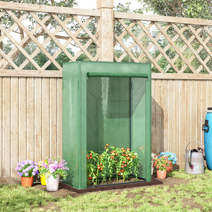 100 x 50 x 150cm Greenhouse Steel Frame PE Cover with Roll-up Door Outdoor