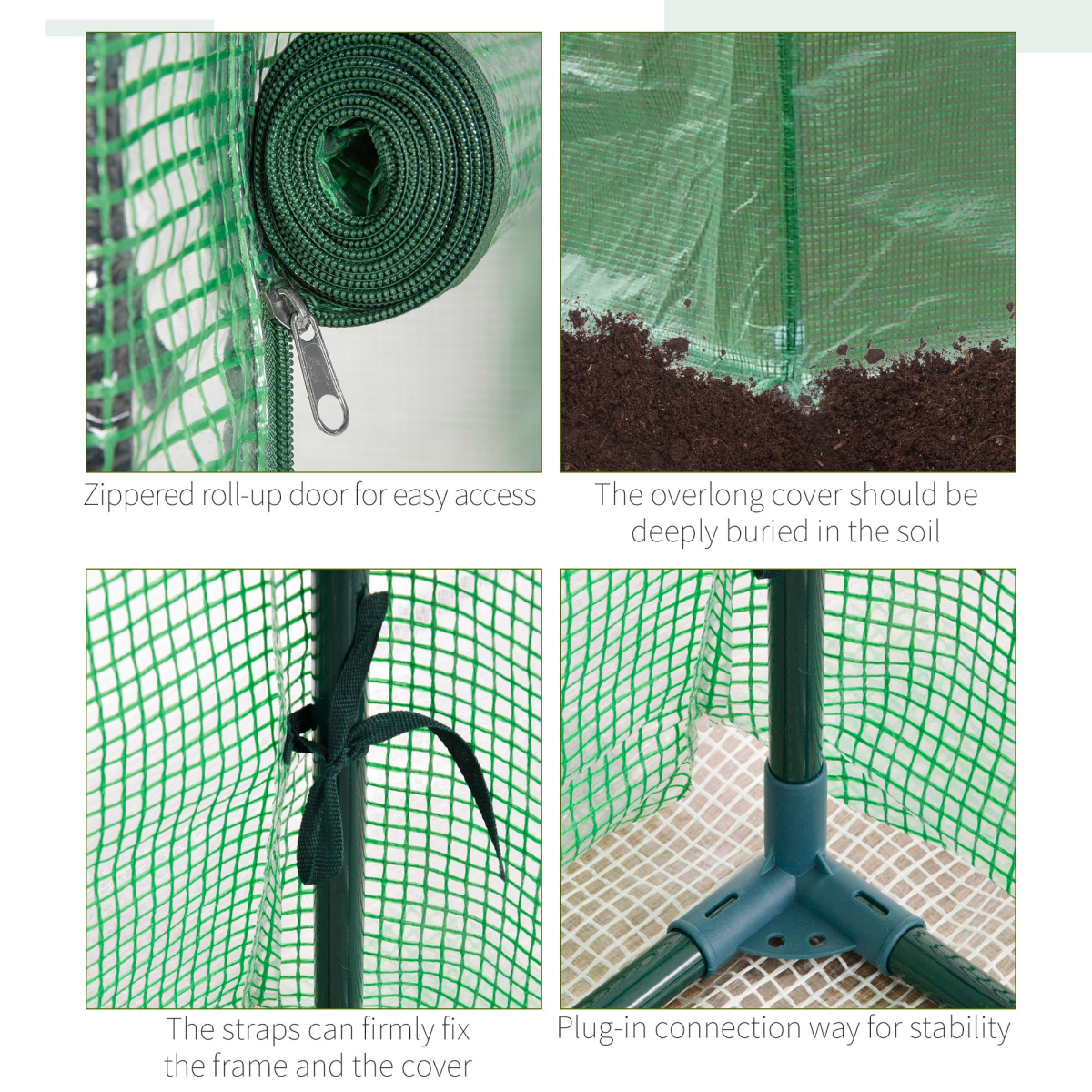 100 x 50 x 150cm Greenhouse Steel Frame PE Cover with Roll-up Door Outdoor