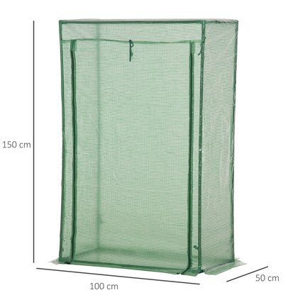 100 x 50 x 150cm Greenhouse Steel Frame PE Cover with Roll-up Door Outdoor