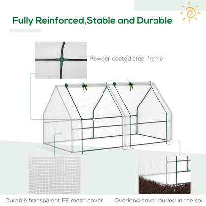 Greenhouse Steel Frame Green Plant Grow Vegetable Flower Zipper Door Cover