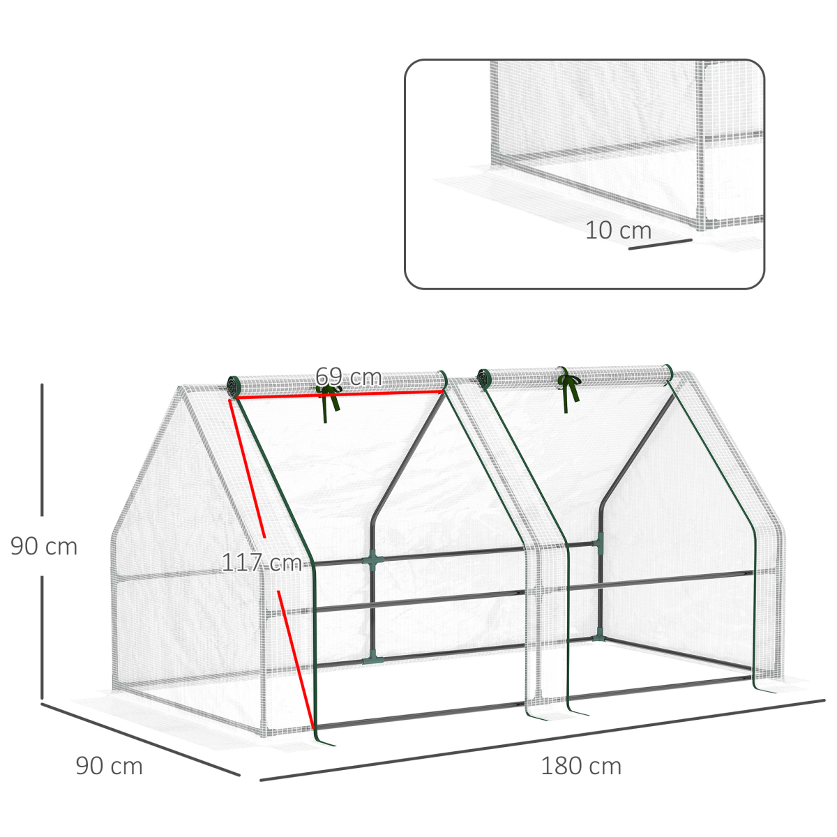 Greenhouse Steel Frame Green Plant Grow Vegetable Flower Zipper Door Cover