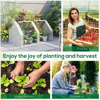 Greenhouse Steel Frame Green Plant Grow Vegetable Flower Zipper Door Cover