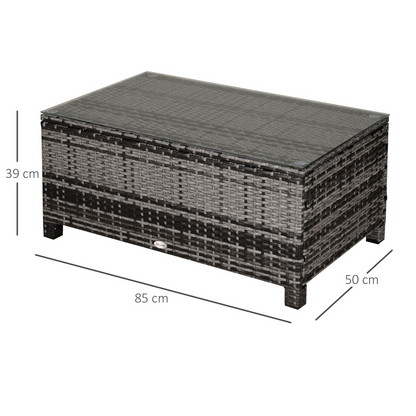 Rattan Coffee Table with Glass Top