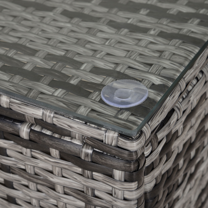 Rattan Coffee Table with Glass Top