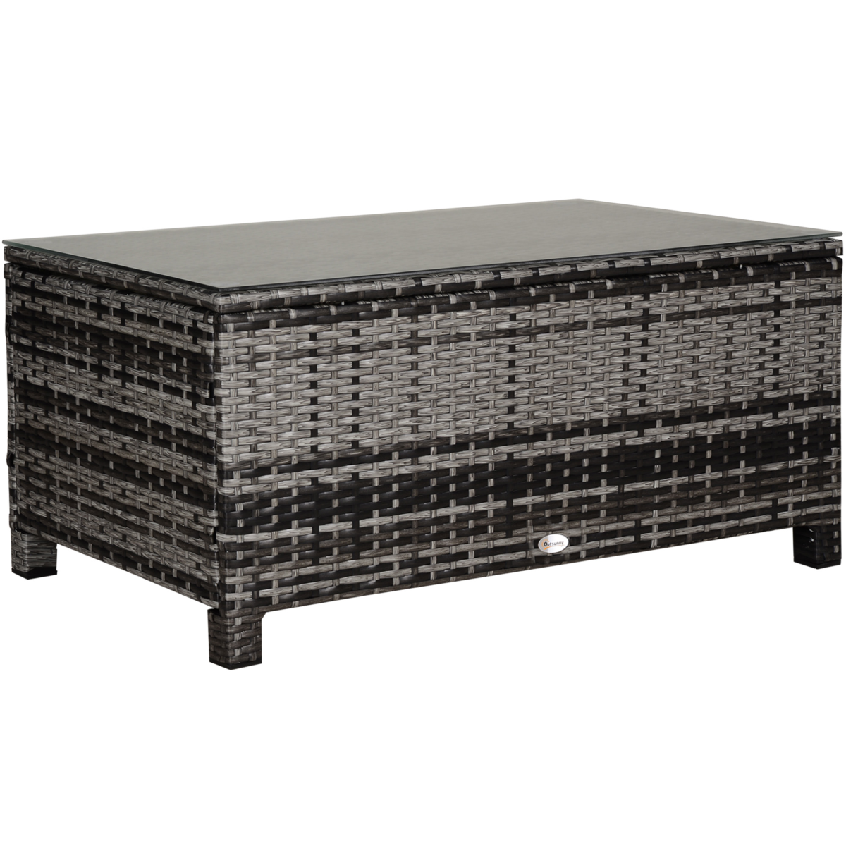 Rattan Coffee Table with Glass Top