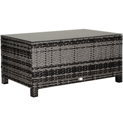 Rattan Coffee Table with Glass Top