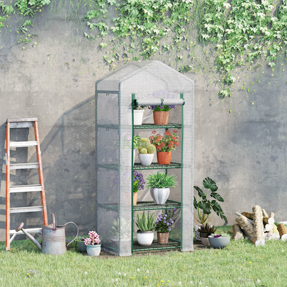 4 Tiers Mini Portable Greenhouse Plant Grow Shed Metal Frame