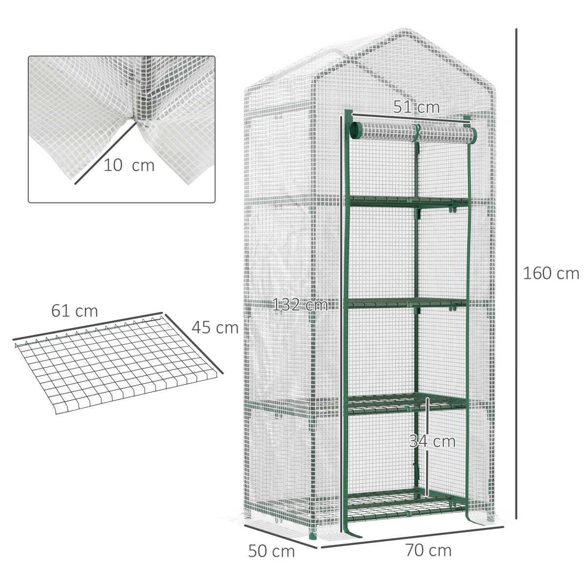 4 Tiers Mini Portable Greenhouse Plant Grow Shed Metal Frame