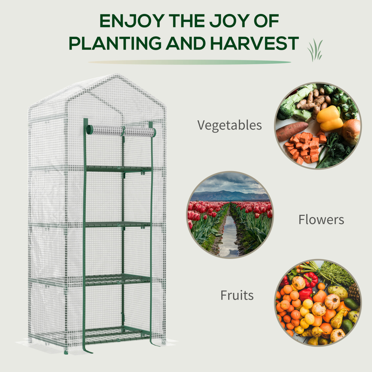 4 Tiers Mini Portable Greenhouse Plant Grow Shed Metal Frame