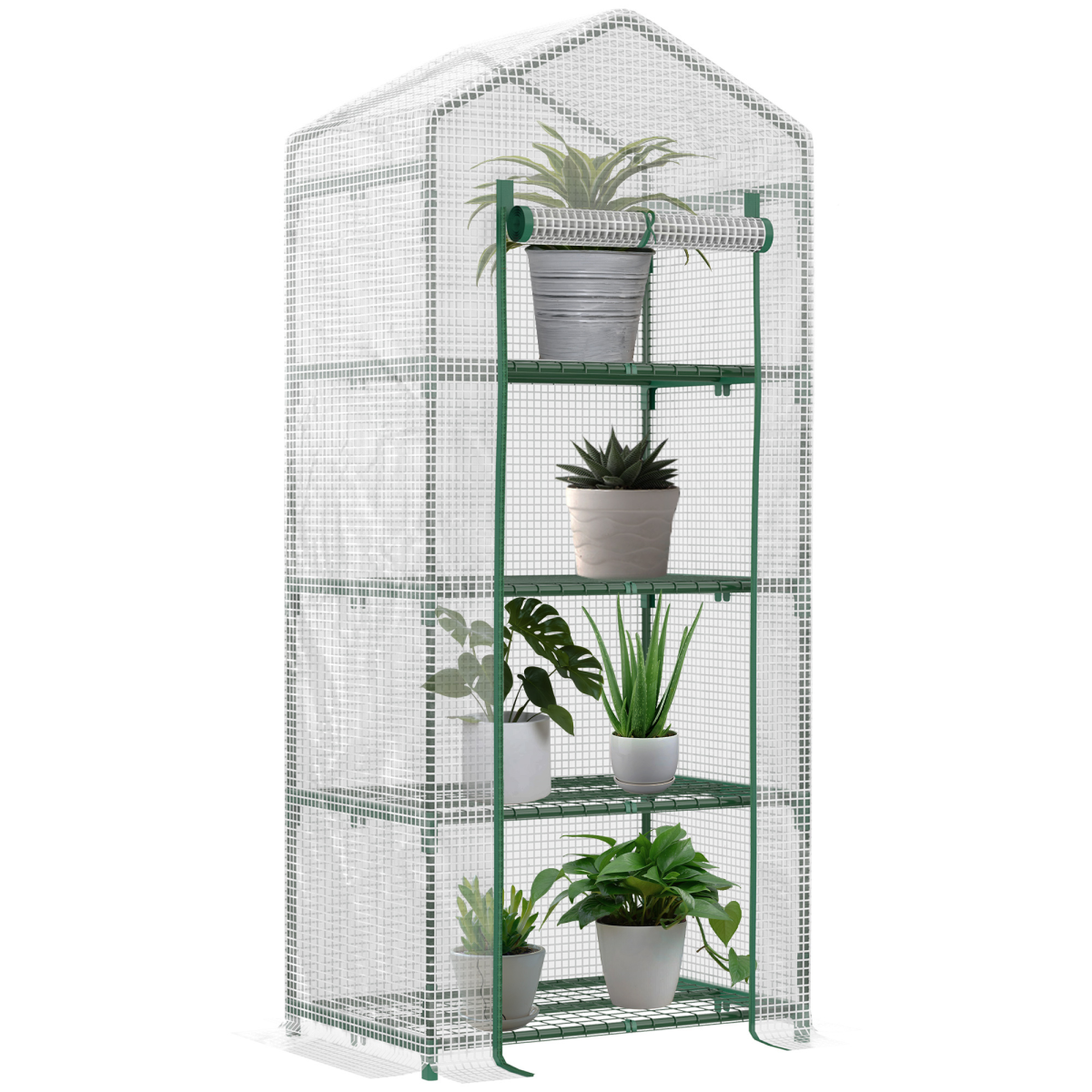4 Tiers Mini Portable Greenhouse Plant Grow Shed Metal Frame