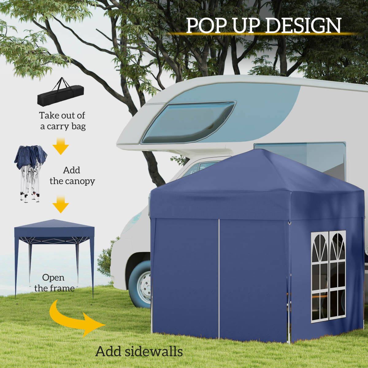 2x2m Garden Pop Up Gazebo Marquee Party Tent Wedding Awning Canopy