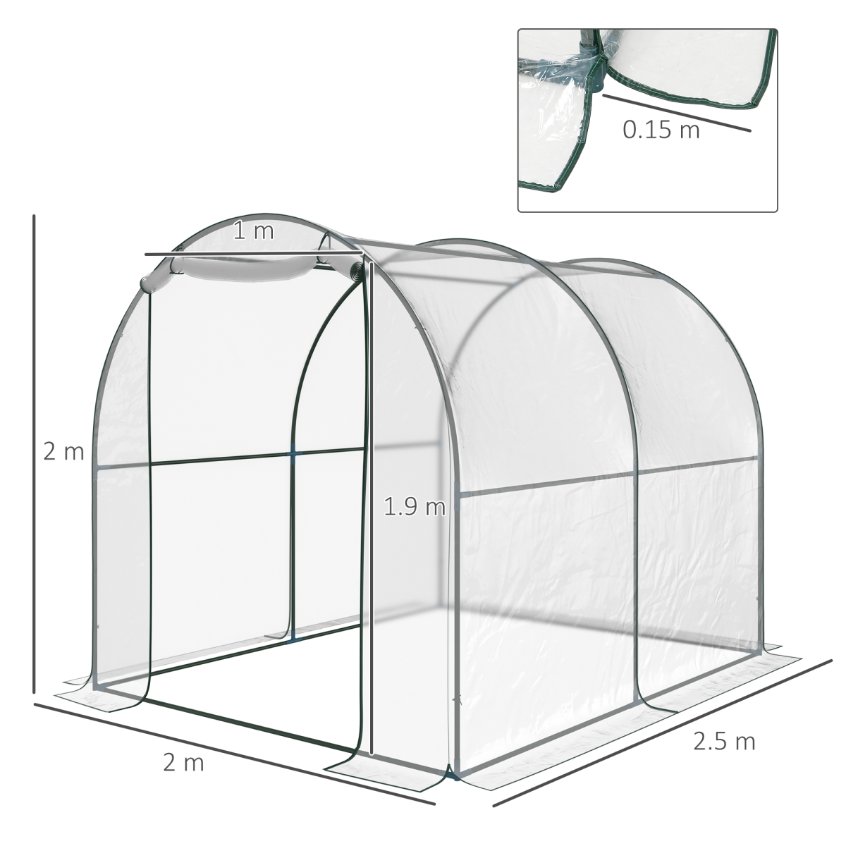 Walk in Transparent Greenhouse, Steel Frame