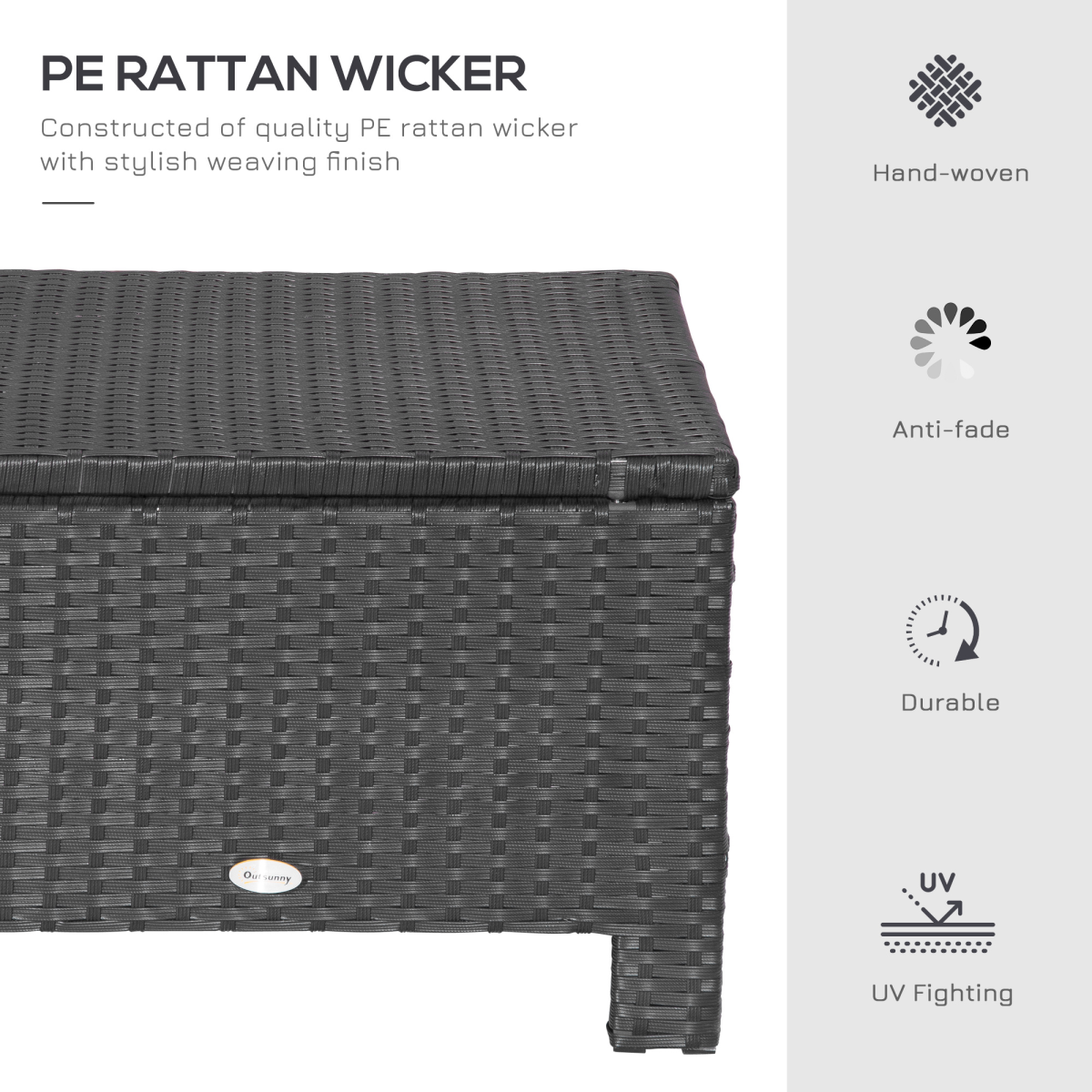 Rattan Footstool Wicker Ottoman with Padded Seat Cushion Furniture 50x50x35 cm